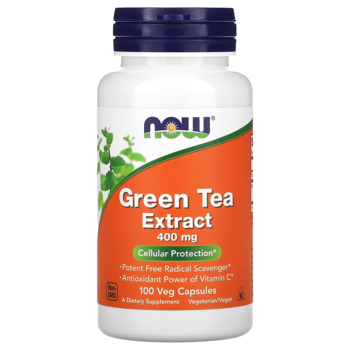 NOW Green Tea Extract 400 мг Экстракт Зеленого чая, 100 капсул
