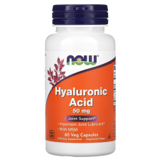 NOW Hyaluronic Acid + MSM 50 мг Гиалуроновая кислота, 60 капсул