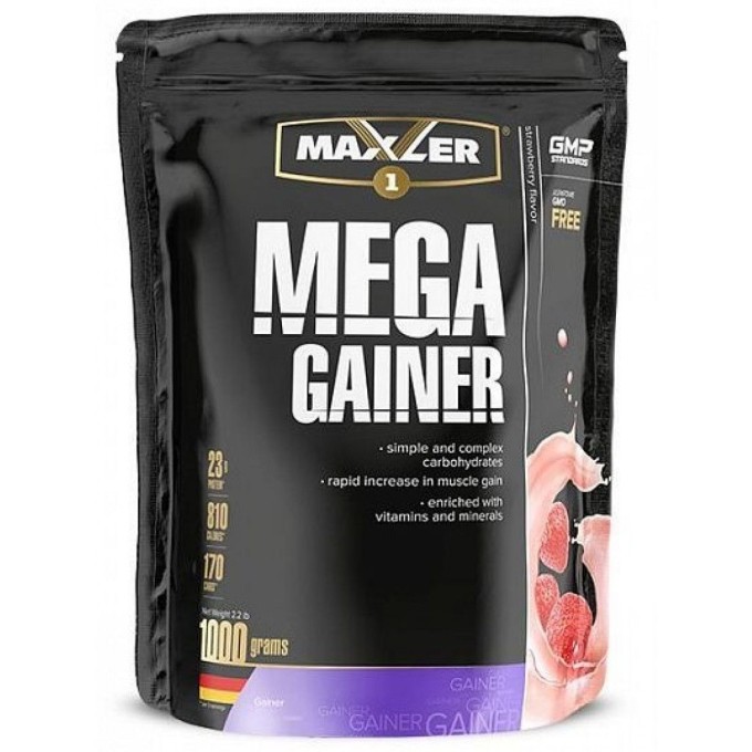 Maxler Mega Gainer Strawberry со вкусом Клубника, 1 кг 
