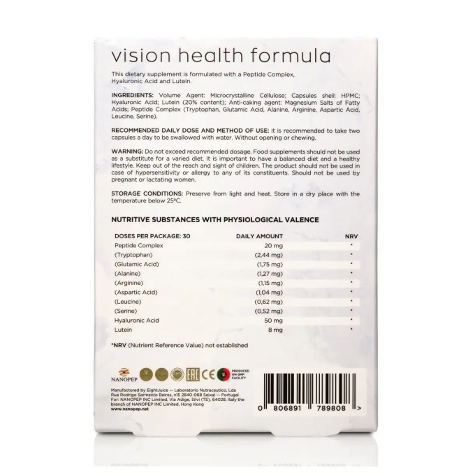 цена на Nanopep Vision Health Formula для Зрения, 60 капсул