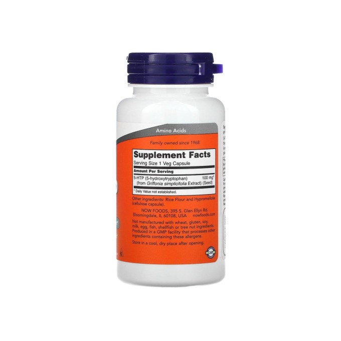 цена на NOW 5 HTP (5-гидрокситриптофан) 100 мг, 60 капсул