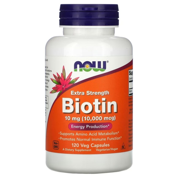 NOW Biotin Биотин 10 000 мкг для волос, 120 капсул