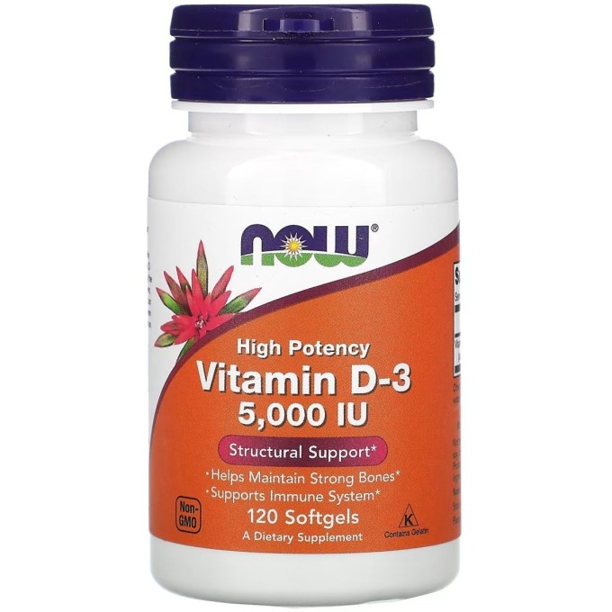NOW Vitamin D3 Витамин Д3 5000 ME, 120 капсул
